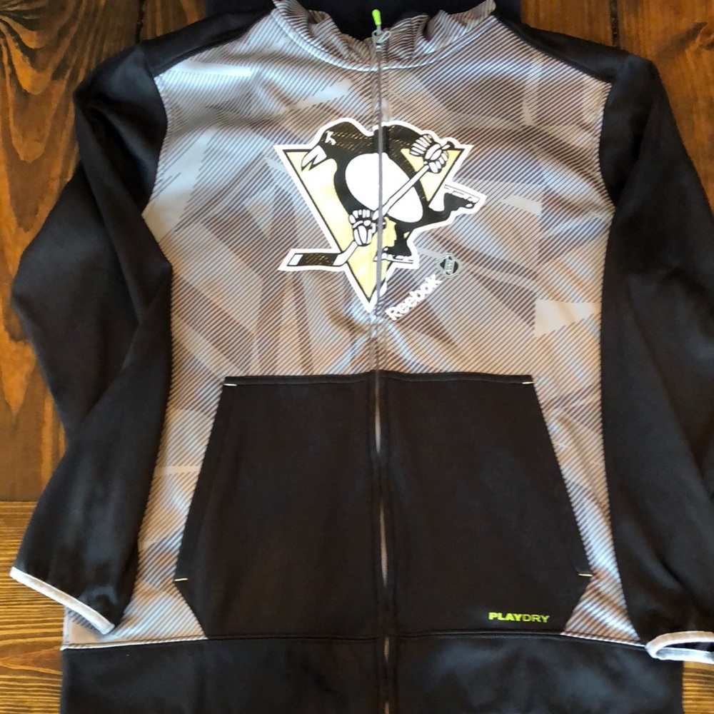 Reebok Center Ice Full ZIP Penguins Hoodie Large
